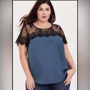 Torrid Georgette Top with Black Lace
